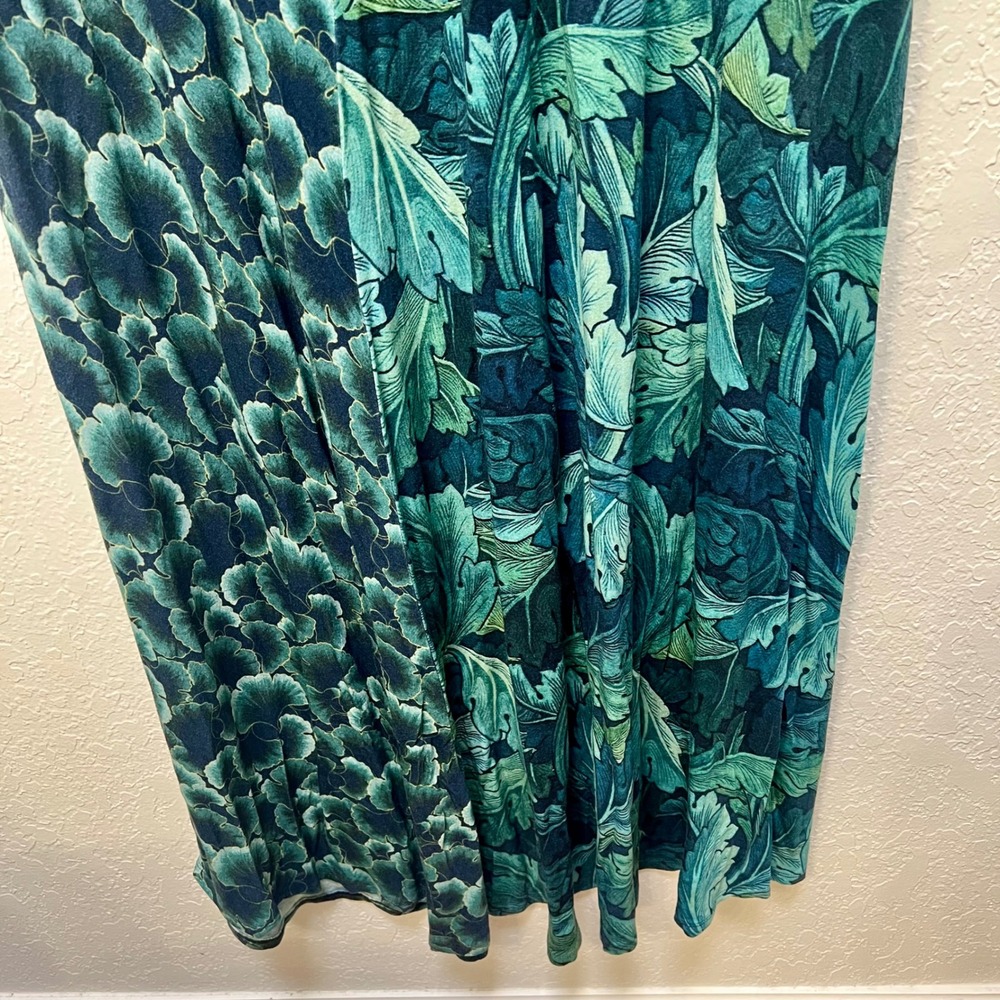 Soft Surroundings Teal Green Botanical Leaf Print Maxi Dress Plus Size 2X - Picture 4 of 7